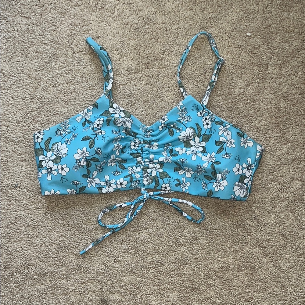 Floral Blue Women's Bikini Top